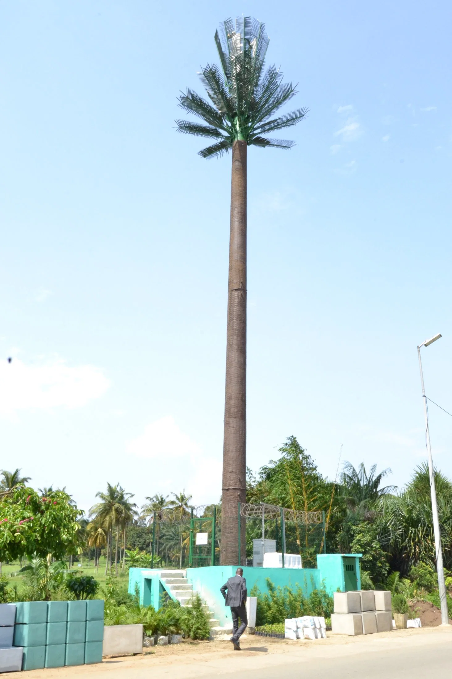 Camouflage Steel Tube Monopole Antenna Palm or Pine Tree Tower