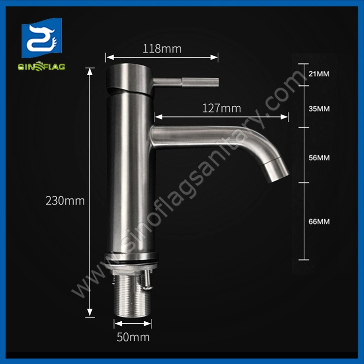 Short Cold and Hot SS304 Wash Basin Mixer Tap Faucet