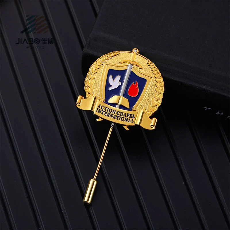 Supplier Custom Logo Design Commercial Association Event Long Needle Metal Poppy Lapel Pins Mens Brooch Tie Pin for Suit Men Poppy Pin Badge