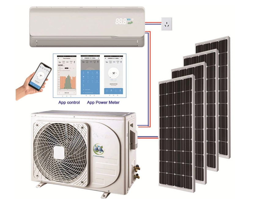 12000BTU Système de climatisation solaire hybride à bas prix pour une utilisation domestique en Europe.