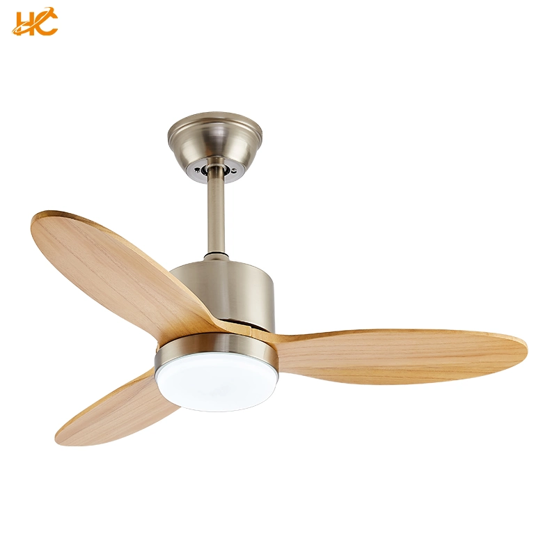 Indoor Modern LED Lighting Remote Control Copper Brown Ceiling Fan Light