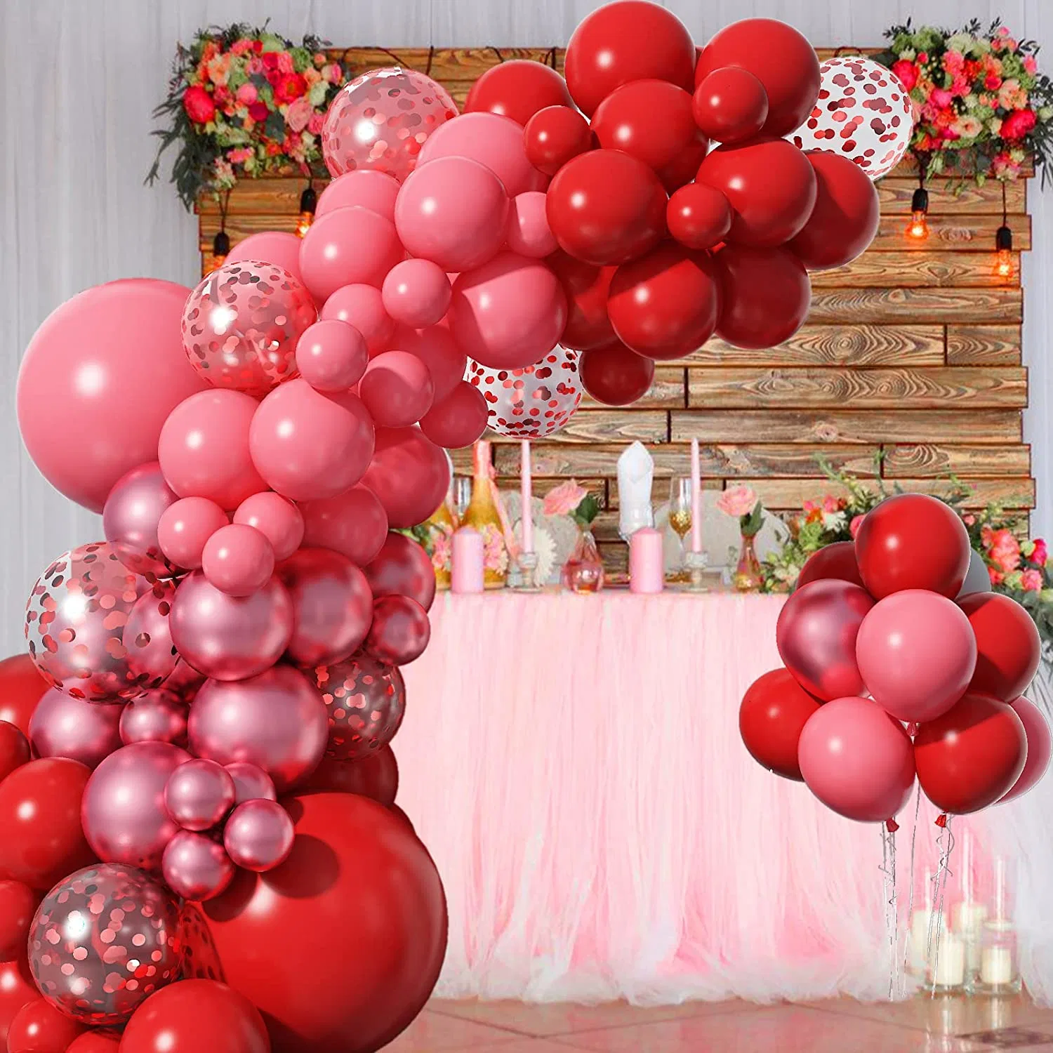 Red Balloons Garland Kit, 97 PCS Red Balloons Metallic Red Confetti Latex Balloons Happy Birthday Balloons Baby Shower Decorations Wedding Balloons