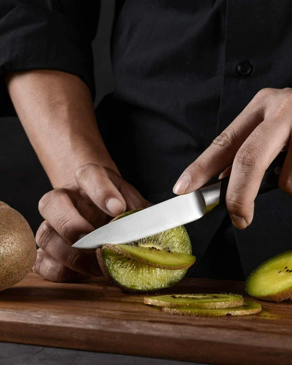 Fruta de Paring cuchillo pequeño de cocina Acero inoxidable forjado de carbono afilado Tang. Lleno