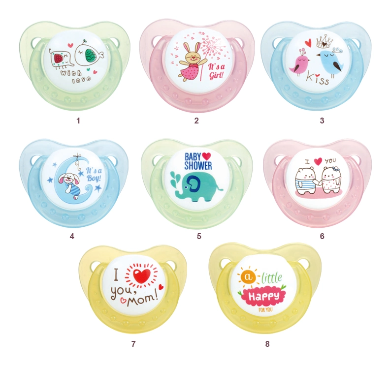 Custom Infant Pacifier Feeding Printed Cartoon Orthodontic Pacifier Soother Toys Nipple BPA Free Teat Silicone Baby Pacifier