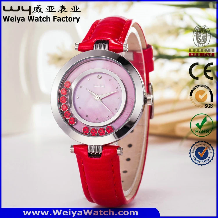 Fashion Leather Strap Casual Quartz Ladies Wrist Watch (Wy-067E)