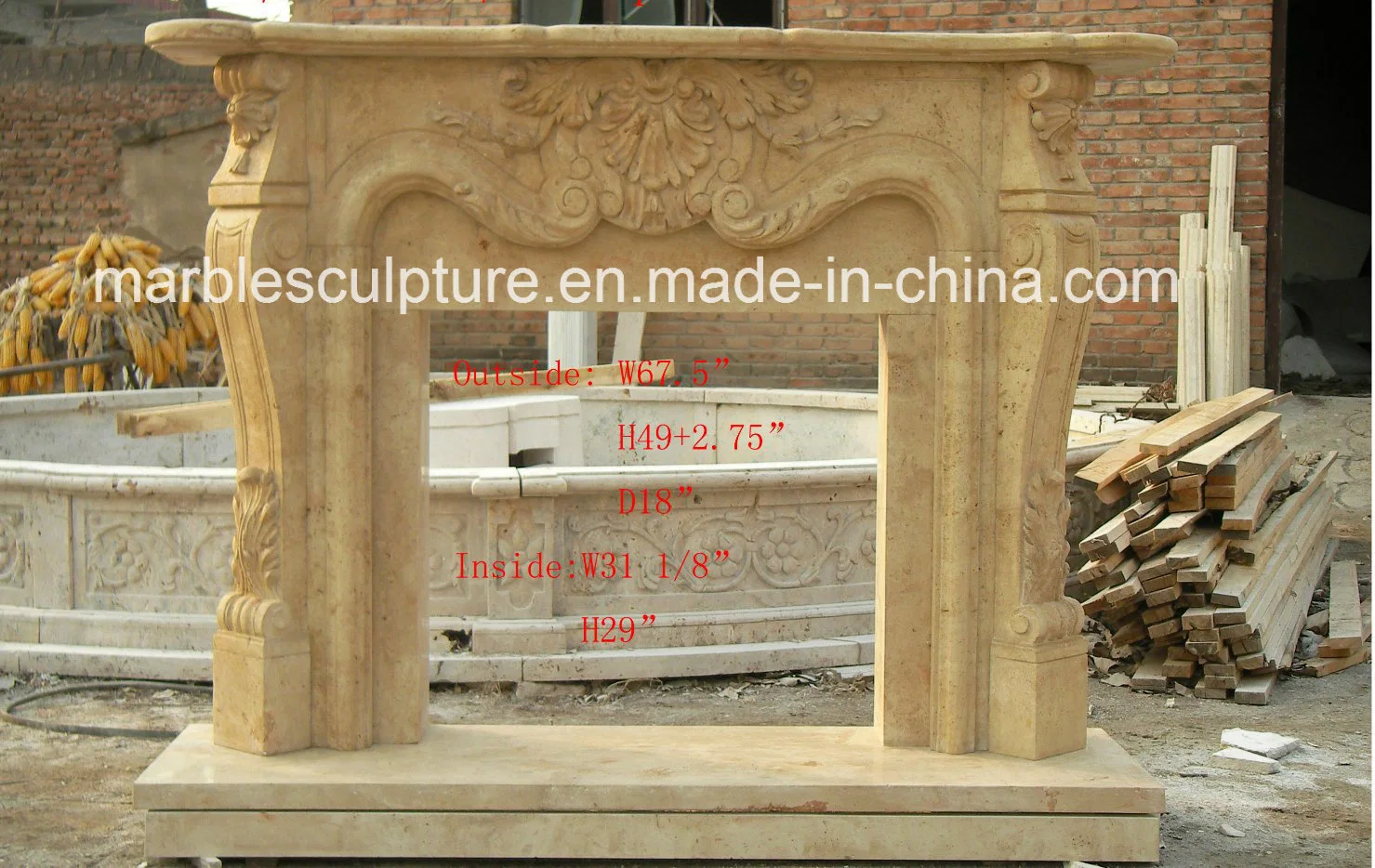 Indoor Decorative Natural Antique Travertine Stone Marble Fireplace (SY-MF296)