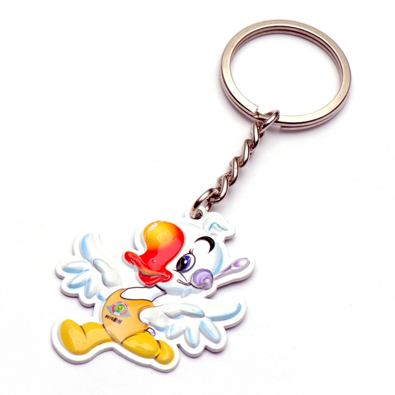 Factory Custom Made Silver Plated Metal Alloy Accessory Manufacturer Customized Craft Decoration Keychain Bespoke Wholesale Fashion 3D Cartoon Duck Keyring