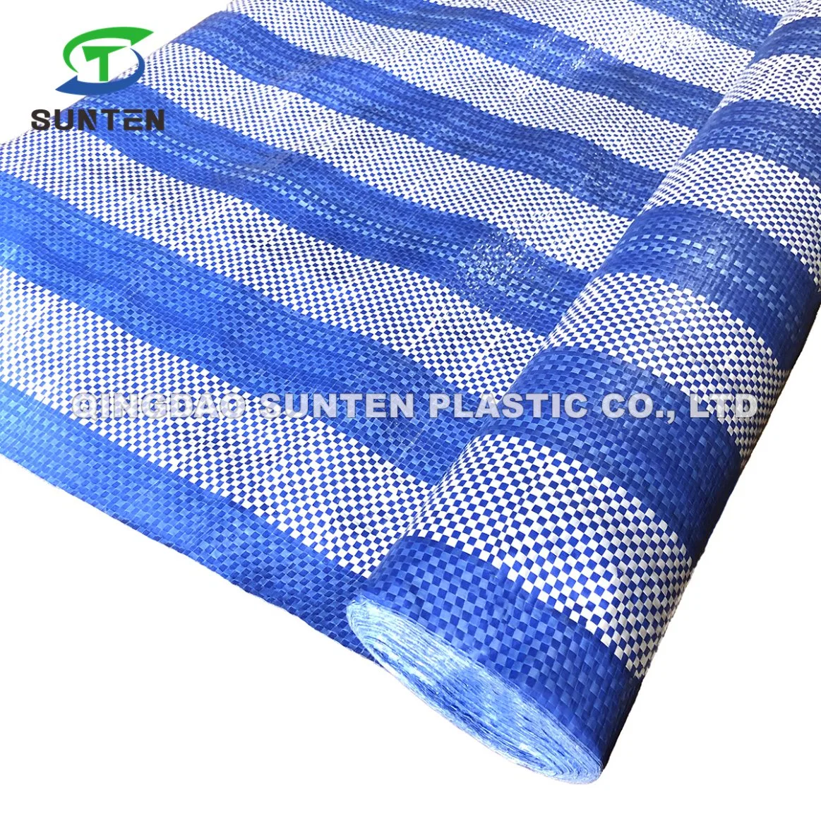 Blue White Stripe Waterproof/UV Resistant Plastic/PP/PE/Polypropylene/Poly Canvas Sheet for Thailand, Myanmar, Taiwan, Hongkong