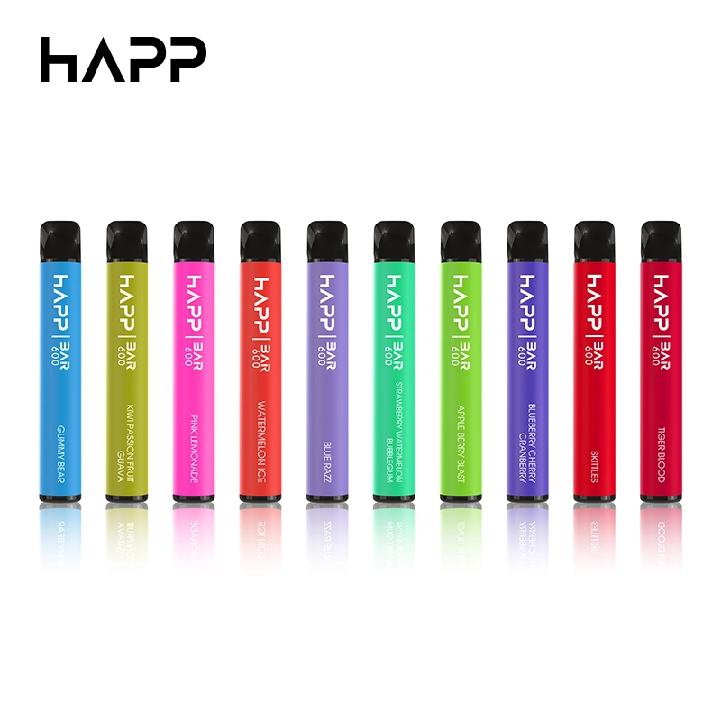 Caneta atacado estilo e-cigarro Happ 600 Vaper Embalagem personalizada nicotina