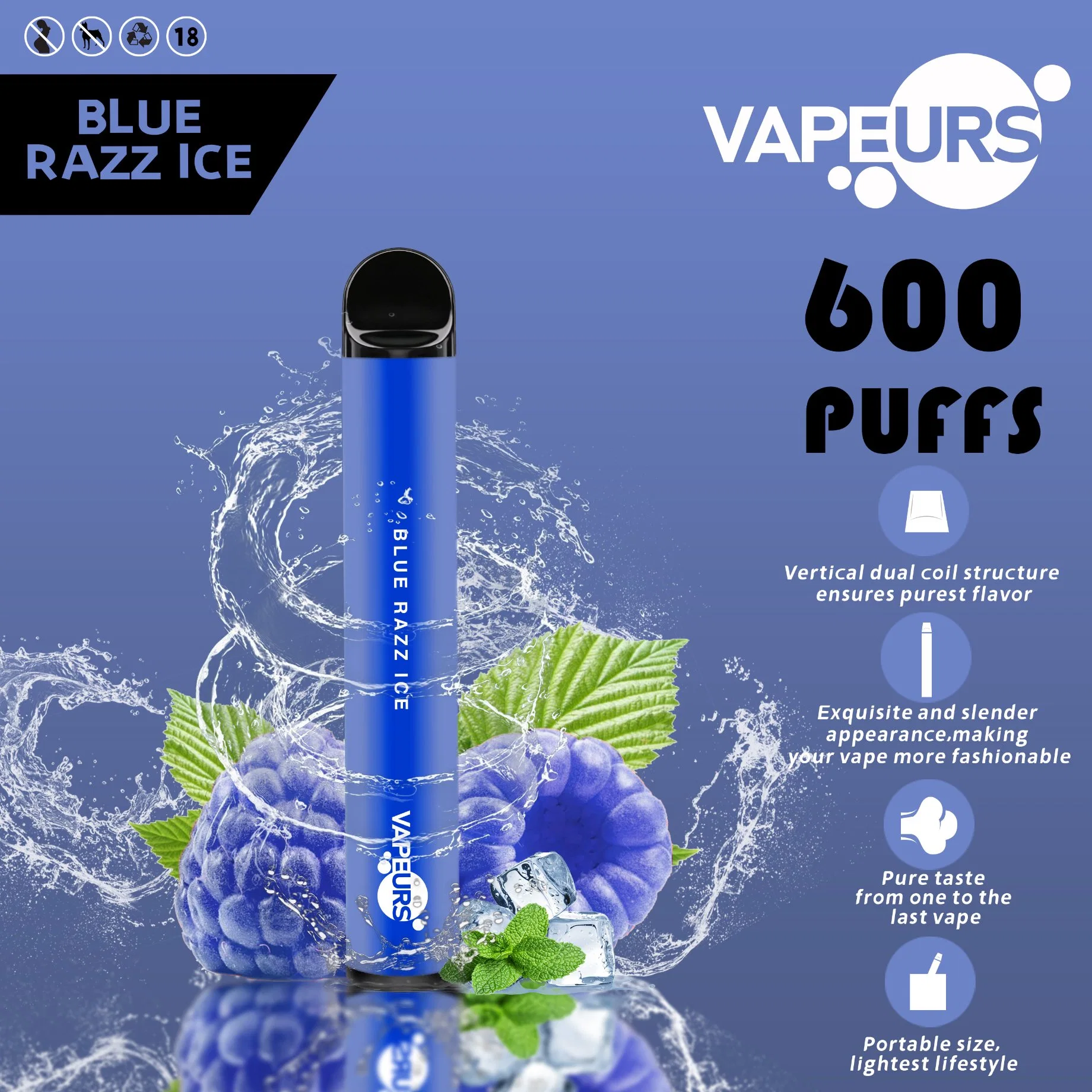 Caneta de Pape descartável Shenzhen Factory 600 Puffs 20 Flavours Vapes Cigarro eletrónico descartável