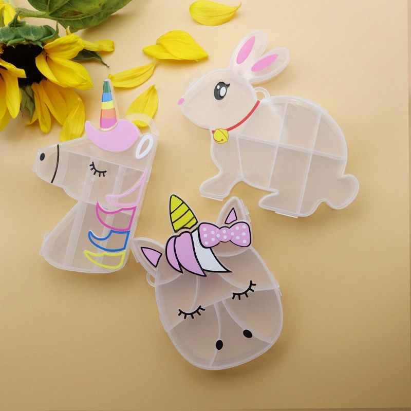 Clear Plastic Rabbit Unicorn Jewelry Box Plastic Beads Pills Storage Containers DIY Craft Accessories Beads Box