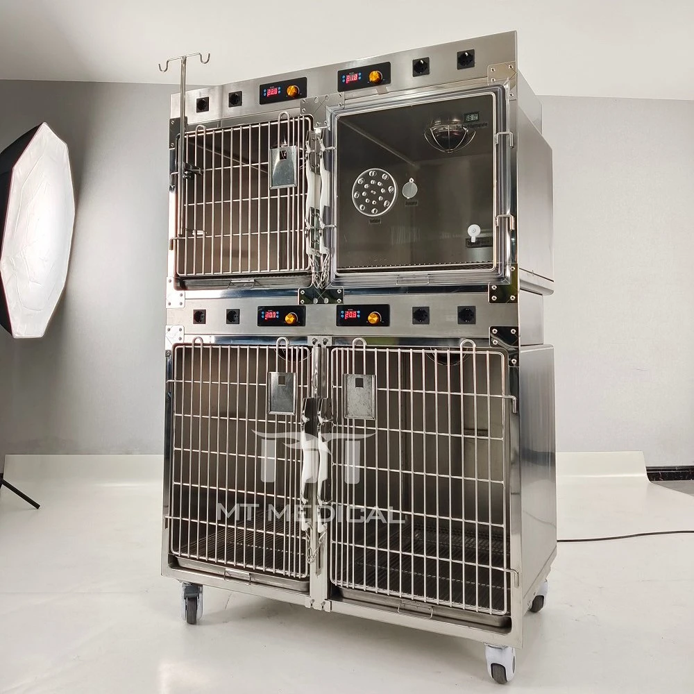 Chambres à oxygène en acier inoxydable pour animaux de compagnie, chiens et chats, en vente chaude dans les cliniques vétérinaires.