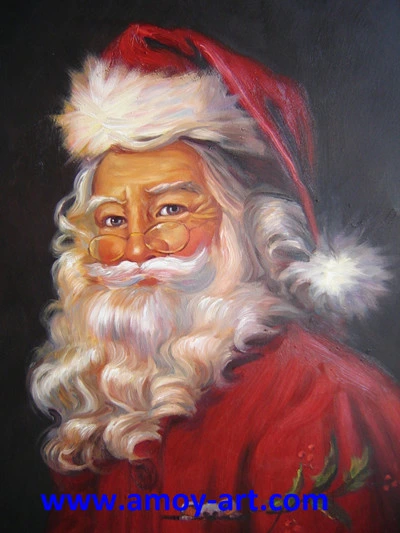 Pinturas al óleo hechas a mano de Papá Noel hechas a mano para la decoración de Navidad