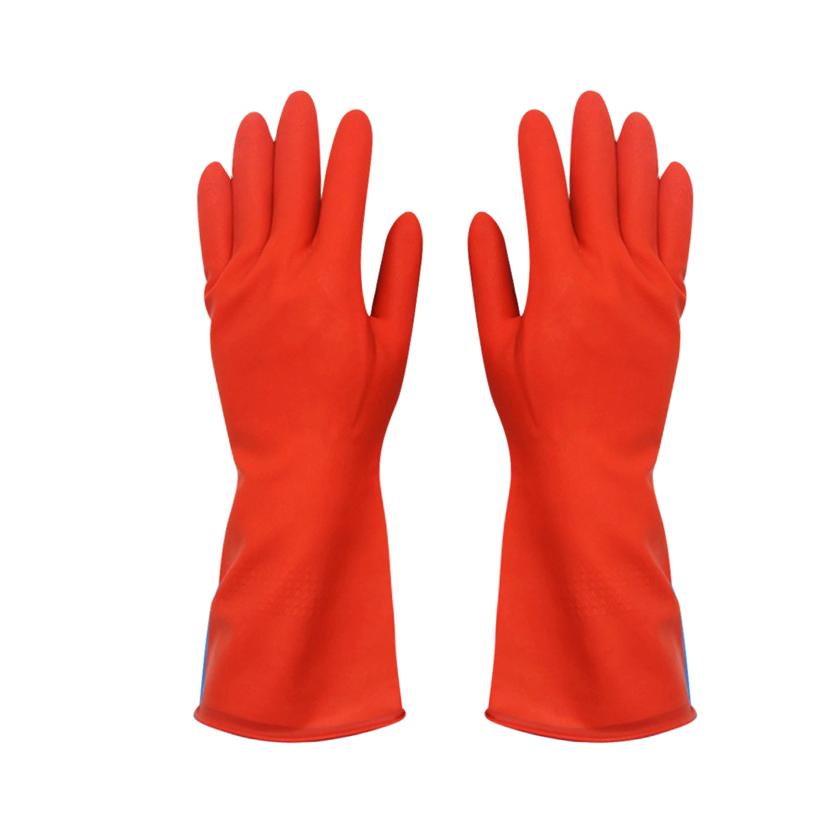 Gants de ménage en latex doublés de polaire rouge épaissie pour une utilisation quotidienne en gros dans la maison pour la lessive et la vaisselle.