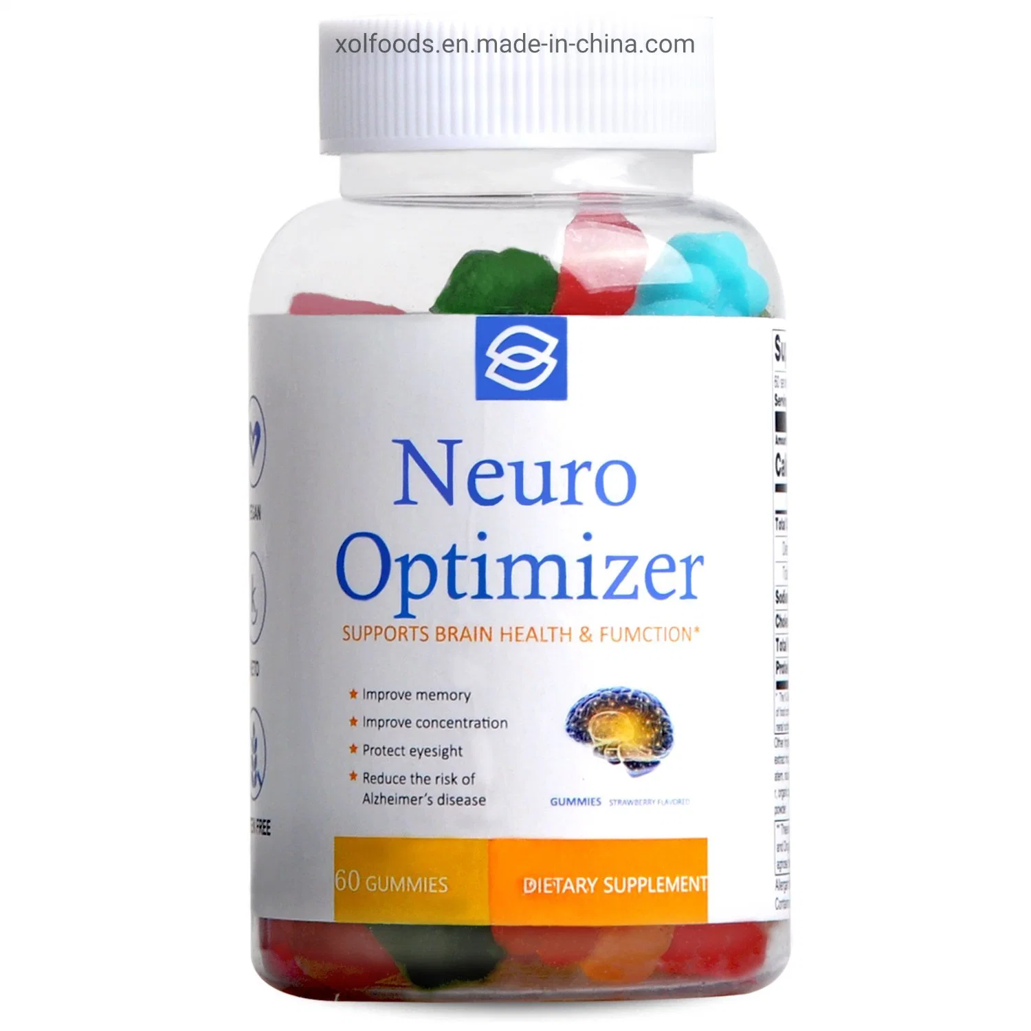 Brain Support Supplement Concentration Focus and Improve Brain Function and Memory Nootropic Gummy for Adult