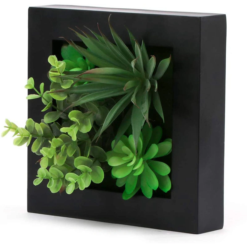 Artificial Plants, Artificial 3D Wall Hanging Plants in Plastic Frames, Decorative Wall Art 3D Artificial Succulent Plants Greenery for Indoor Home Wall Decor