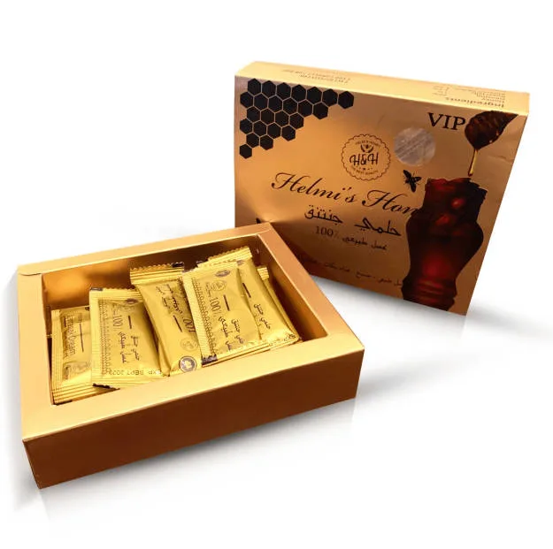 OEM 100% Natural VIP Honey Golden Branded Printed Royal Honey Strength Helmis Honey for Him 24pk Hot Sale