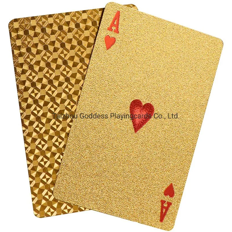 Resistente resistente al agua de plástico mate de lámina de oro 24k de oro de Poker poker Naipes Deck