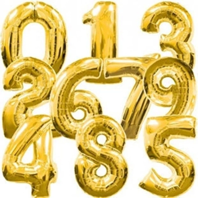 Gold Silver Number Foil Balloons Digit Air Ballons Happy Birthday Wedding Decoration Letter Balloon Event Party
