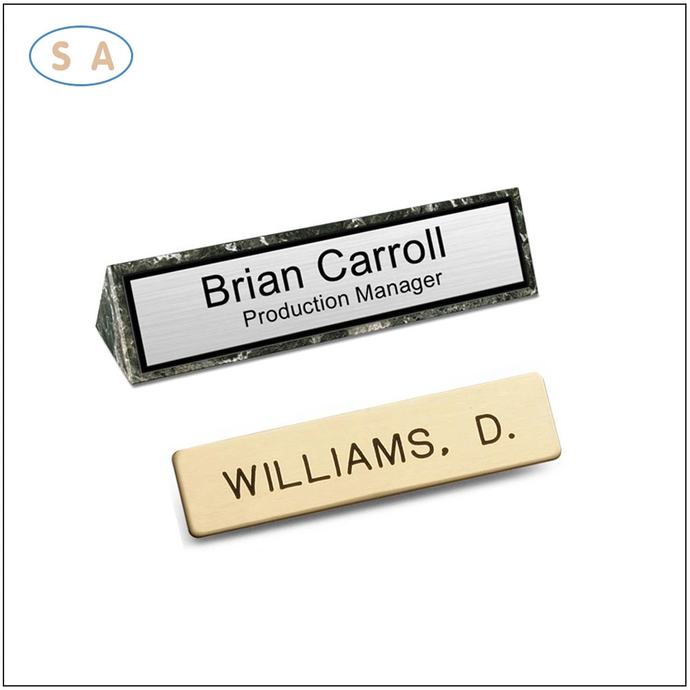Customized Logo/Name Label Metal Magnetic Nameplate with Laser Engraving