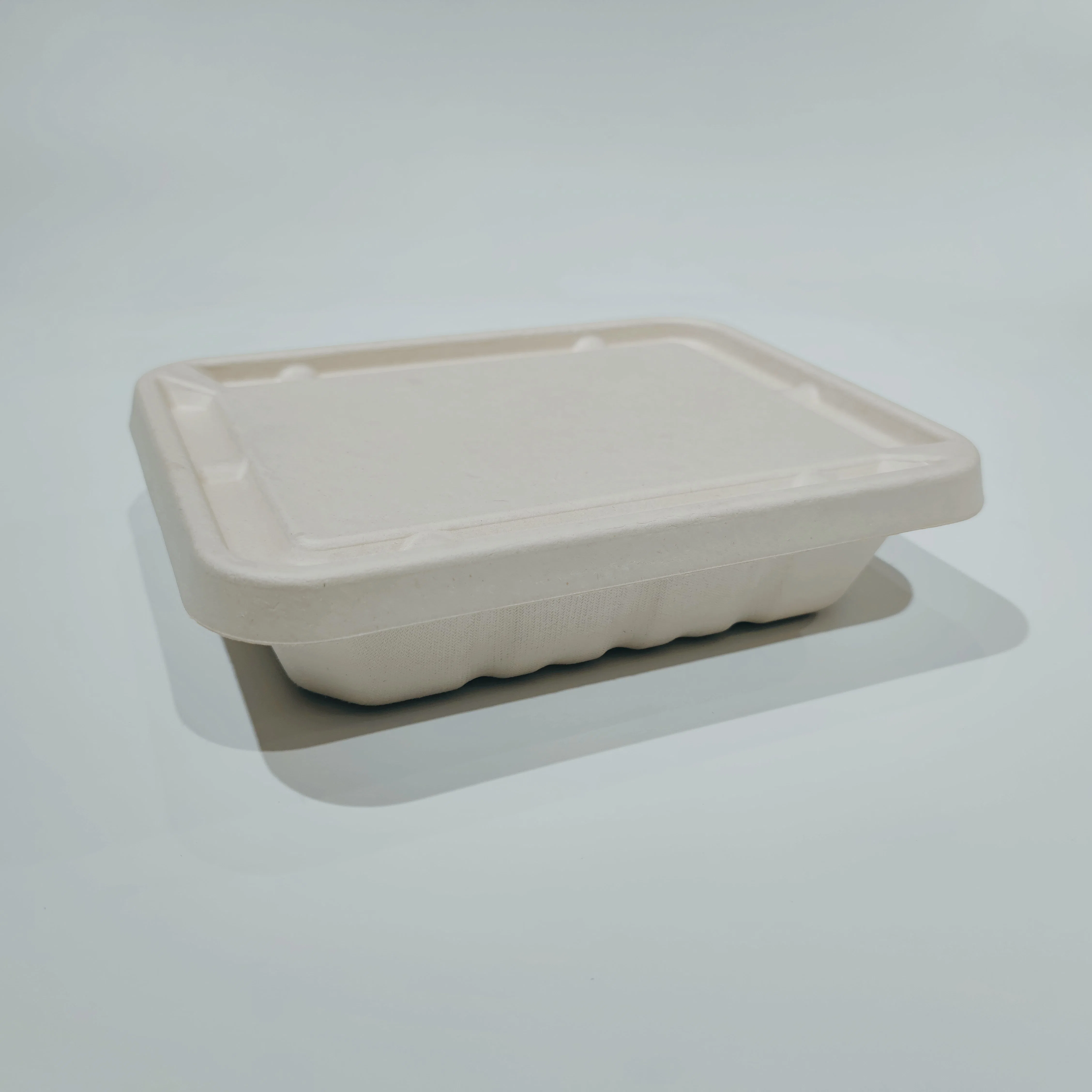 Una buena calidad 100% biodegradables desechables bandejas de papel de bambú bandejas de almuerzo Compostable Fiambreras