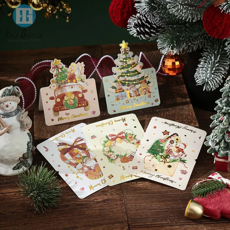 طباعة مخصصة الذهب ورق مخصص ورقة معدنية صغيرة عيد الميلاد هدية بطاقة البلاستيك بطاقات الهدايا