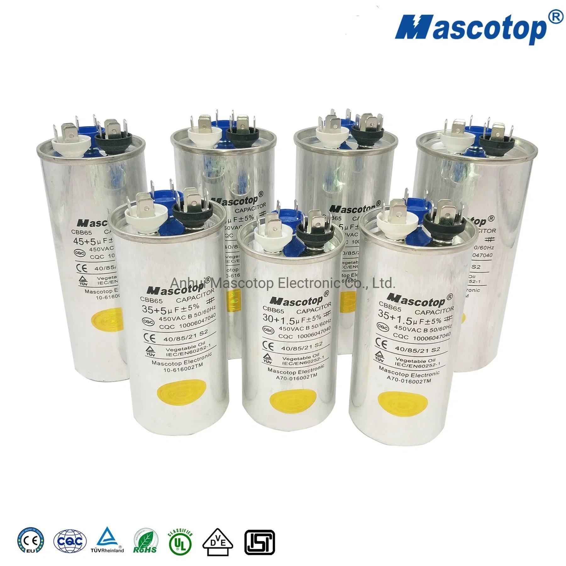 Mascotop 370/440V Cbb65 aluminium rond climatisation condensateur électrolytique avec CERTIFICATION UL CE TUV