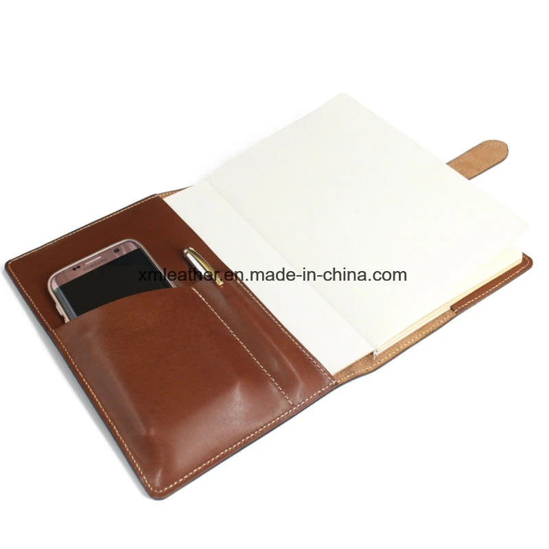 Premium Leather A5 Journal Business Notebook with Mobile Holder