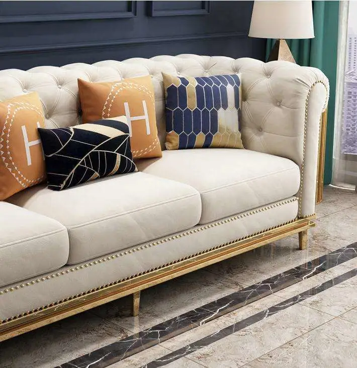 Polsterung Knöpfe Sofa-Set Stoff Sitze Wohnzimmer Möbel Amerikanisch Design