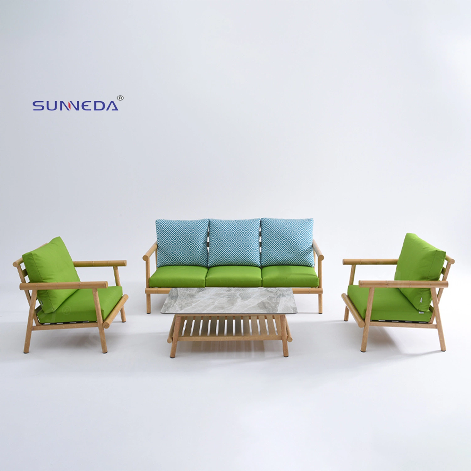 China Sunneda Outdoor Furniture Maker original Diseño de impresión Térmica de transferencia térmica de piedra de sinterizado sofá mesa de café de sobremesa