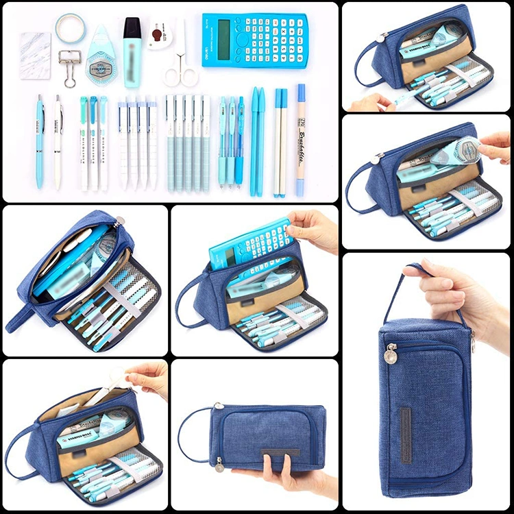 Fashion Travel Make up Bag Multi-Function Pen Pouch Middle High School Pencil Case