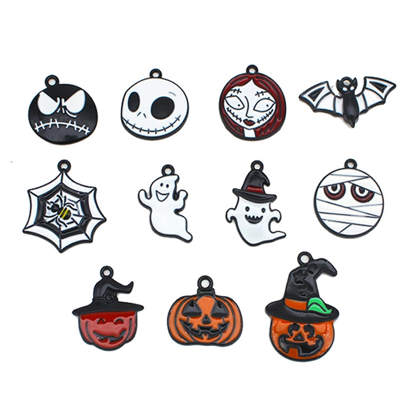 China OEM Factory Custom Made Black Nickel Plated Fashion Jewelry Accessory Manufacturer Customized Bracelet Pendants Bespoke Cute Enamel Halloween Charms