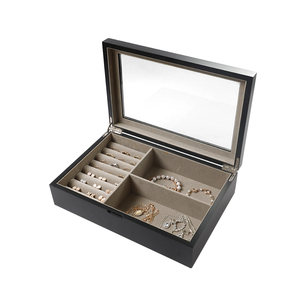 Luxury Large Jewelry Box with Glass Lid Organizer Gift Box