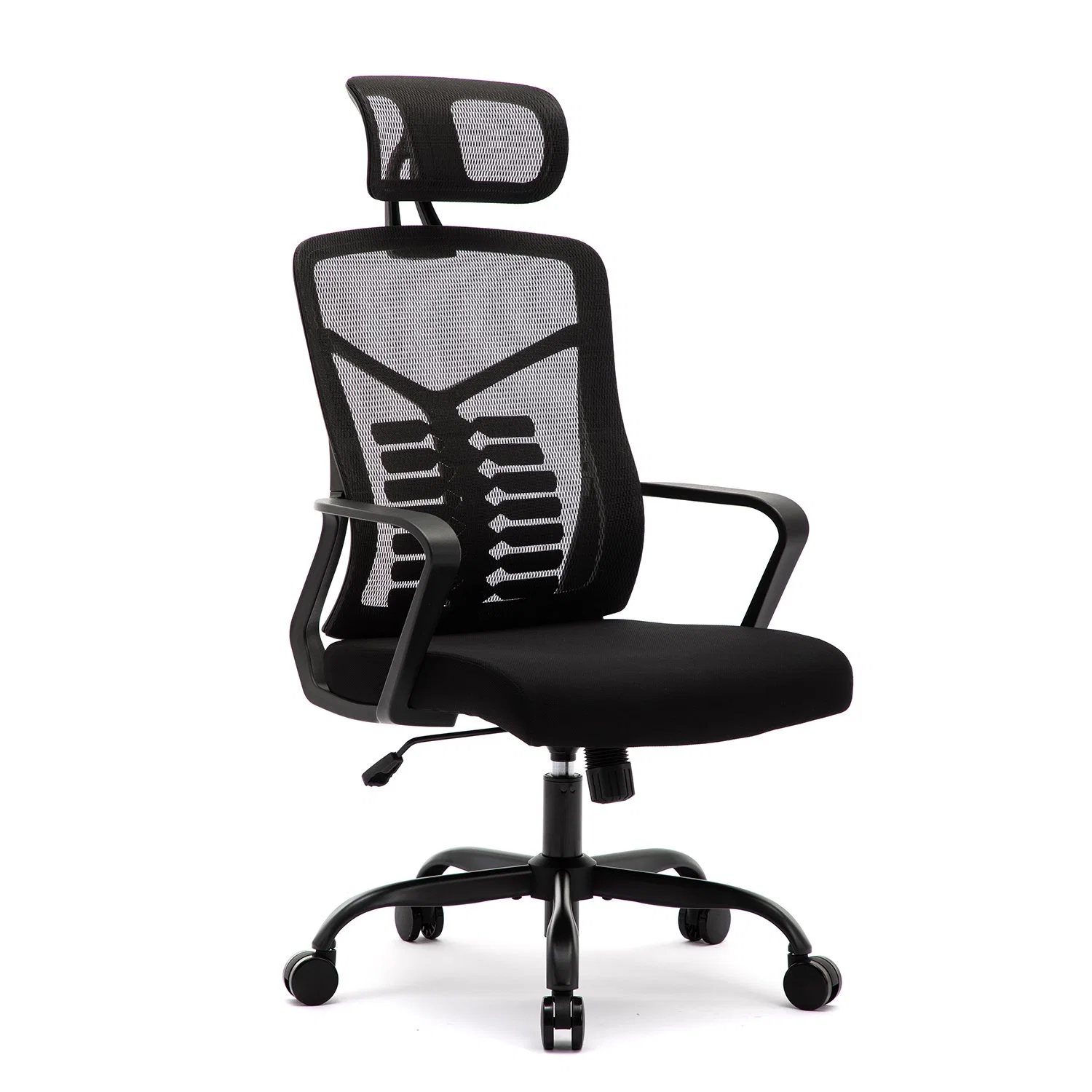 Silla de oficina Mesh, silla de escritorio ergonómica con soporte lumbar ajustable y reposabrazos abatible, asiento amplio Comfort, silla de trabajo para ordenador de respaldo alto