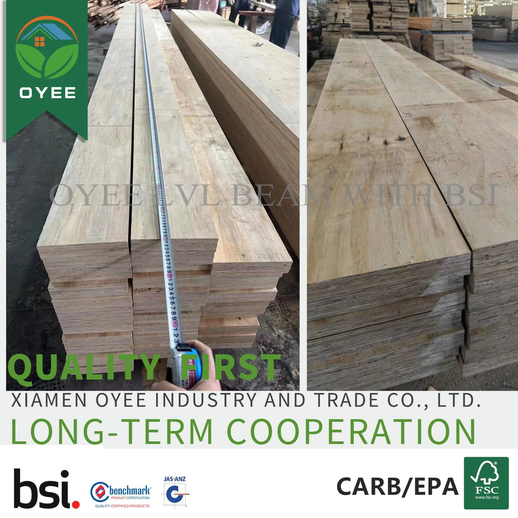 Construction Laminated Veneer Lumber Beams Engineered Wood Beams for Exterior Use