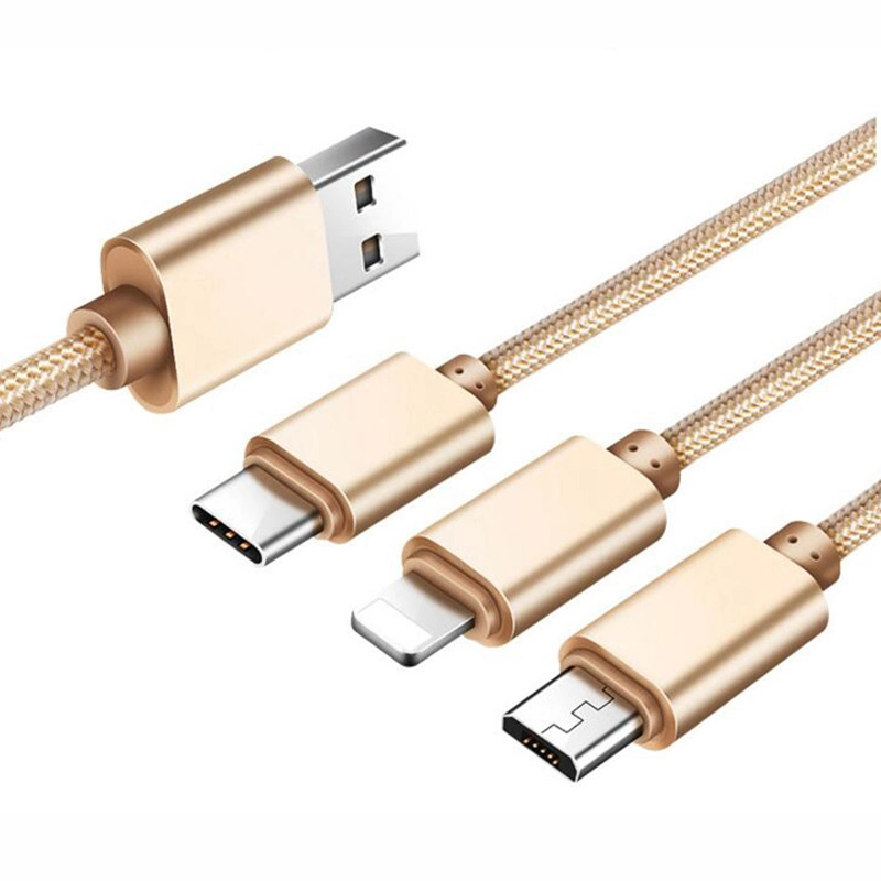 Type C Nylon Braided Aluminium Alloy 3 in 1 4 in 1 USB Cable Multi 3 in 1 Cable Charger