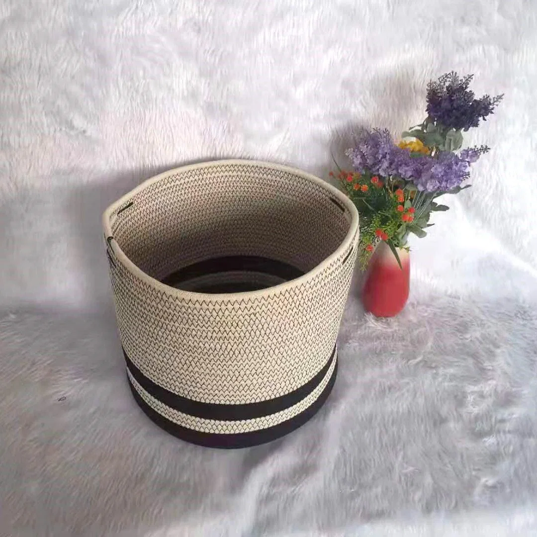 Plant Custom Storage Sewing Convenient Collapsible Laundry Color Woven Cotton Rope Basket