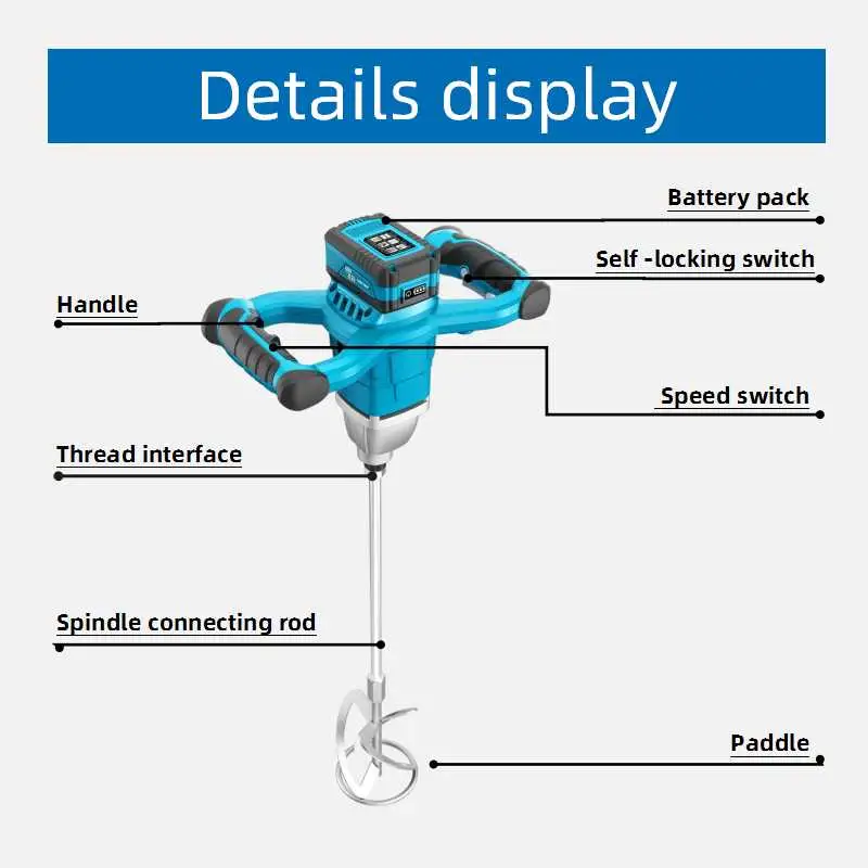 18V/20V Lithium Battery Platform Cordless Mixer Brushless Concrete Cement Plaster Mixer