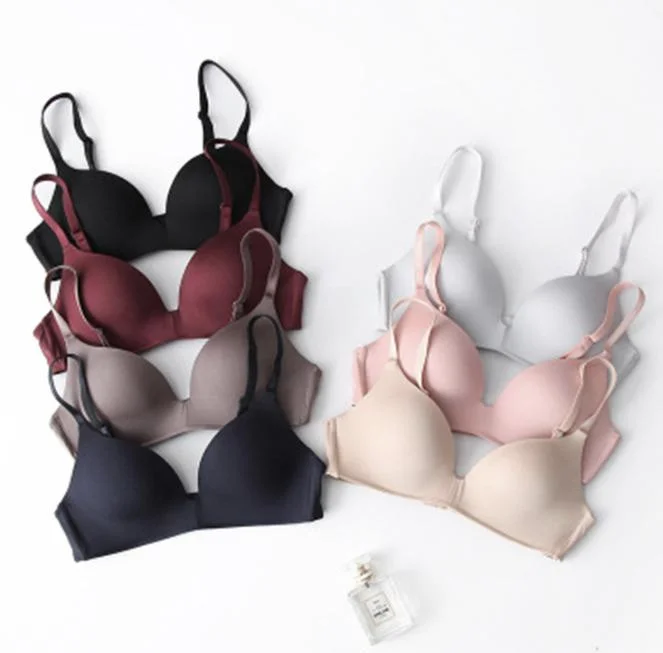 Solid Color Comfortable One-Piece Traceless Seamless Underwear Girl Padding Bra