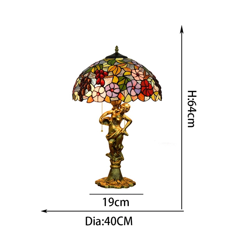 Jlt1119 Tiffany Style Table Lamp Beauty of Grapes Glass Handcrafted Shade Desk Light