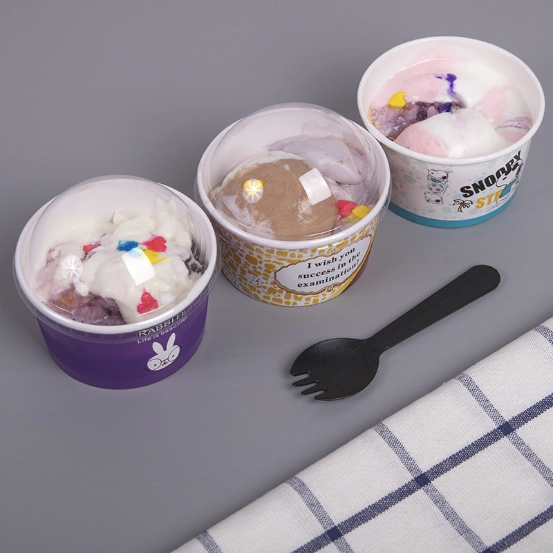 Custom Logo Printed Paper Ice Cream Containers with Paper Lid