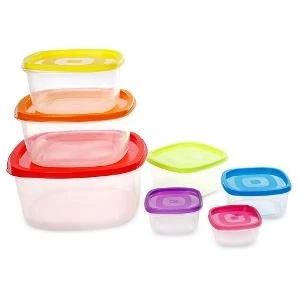 Lock and Stock Multi Size Rainbow Square Set of Storage Food Containers with Lids/Plastic Food Container