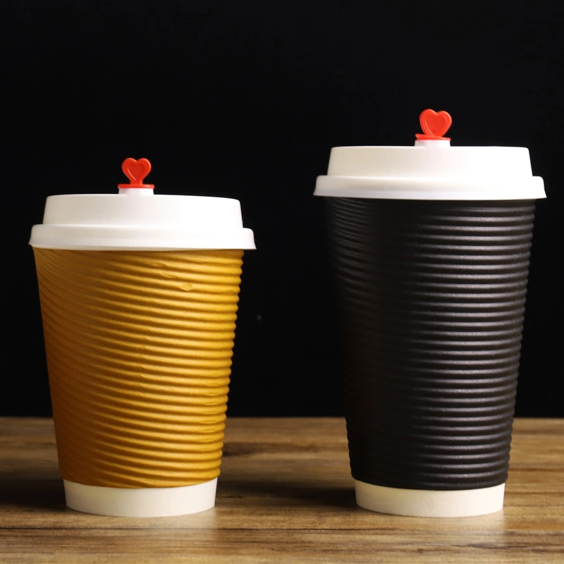 Biodegradable Disposable Insulated Ripple Double Wall Heat Resistant Paper Cup for Coffee