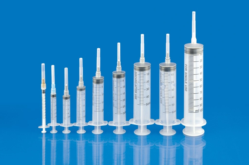 Disposable Syringe 1ml 2/3ml 5ml 10ml 20ml 50ml 60ml 100ml Luer Slip or Luer Lock with Factory Price with CE ISO Certificate