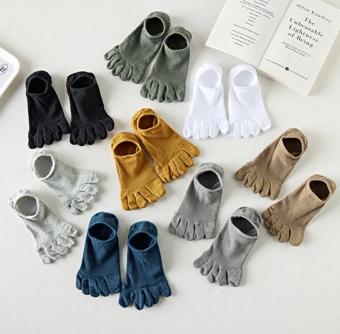 Cotton Silicone Non-Slip Breathable Split Toe Five Fingers Ankle Socks