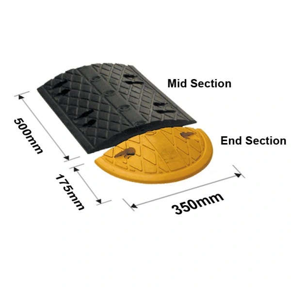 500 * 350 * 50 mm Segurança de trânsito borracha batida velocidade Hump para carro Desaceleração