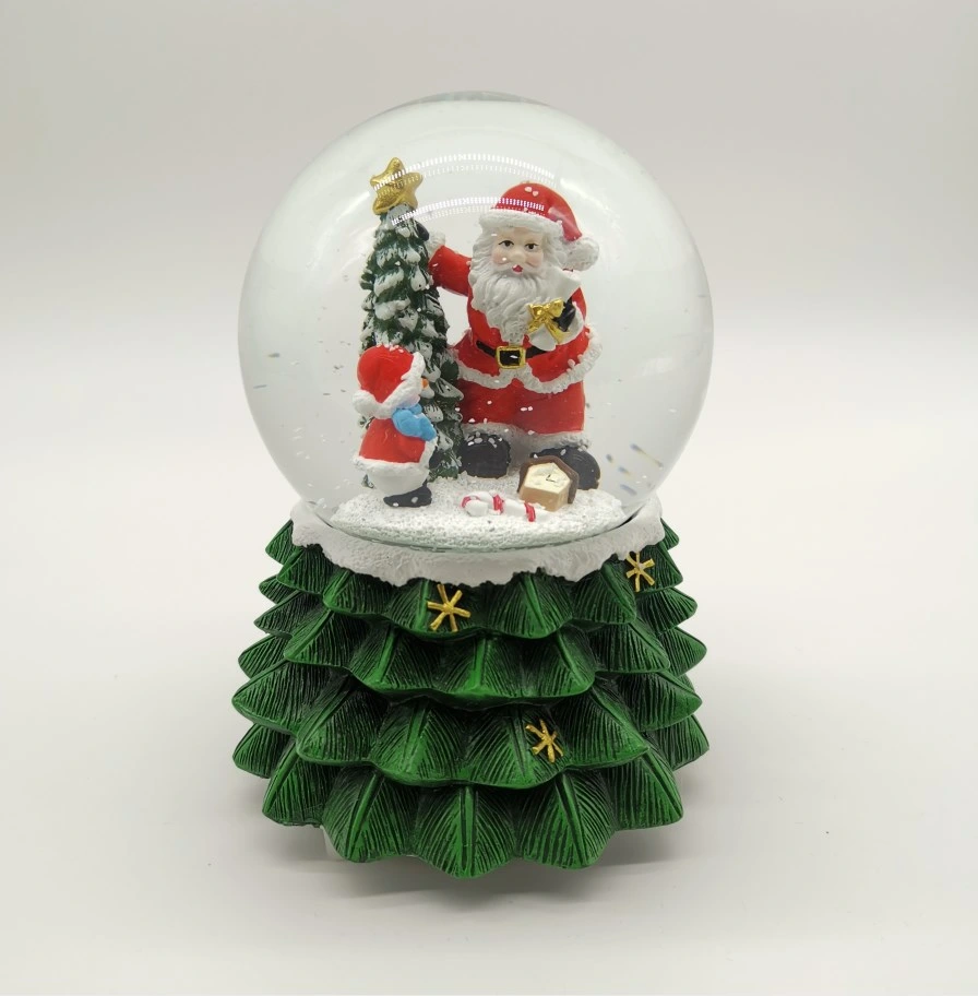 Home decoração Hot Sale Oferta Collável Natal Satanás Claus Crystal Globo de água em resina personalizada