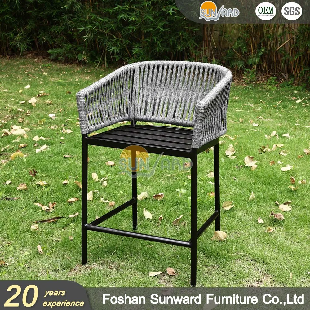 High Quantalty Outdoor Aluminium Rope Dining Furniture resistente ao tempo barra durável Cadeira