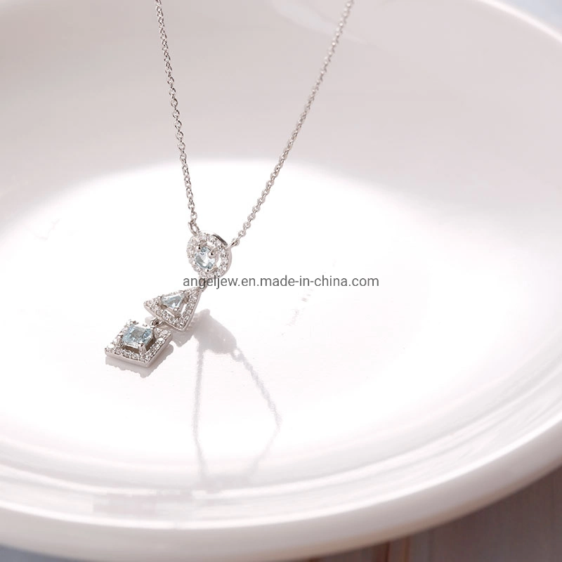 Collier élégant S925 Sterling Silver charmant plaqué rhodium avec Zircone brillant