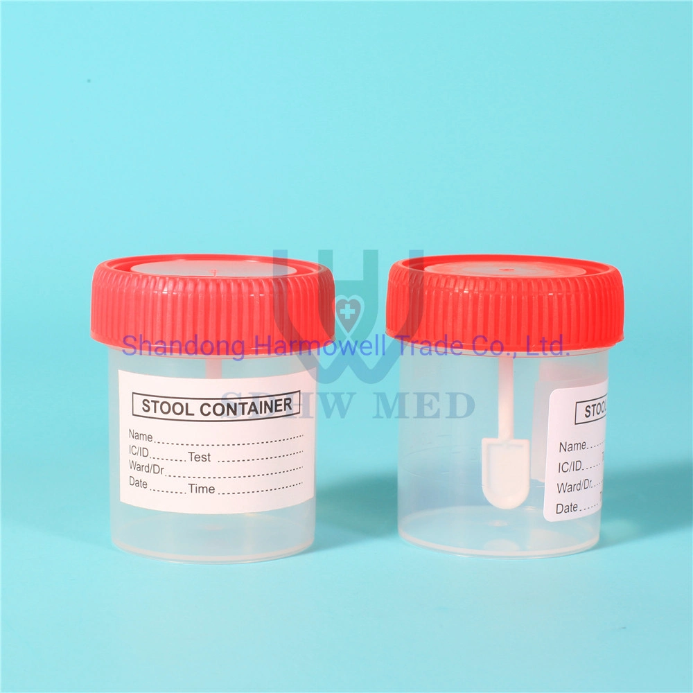 Disposable Plastic Medical Patient Test Sample Cup Sputum Fecal Specimen Collector 50ml 60m Stool Container